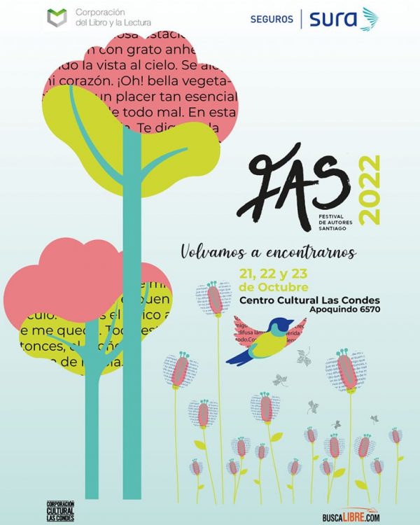 Afiche del festival de autores santiago que se realizará desde el 21 al 23 de octubre en su versión 2022
