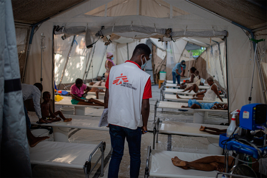 Centro de tratamiento de cólera en el centro de urgencias de MSF en Turgeau, Haití. 2022. Copyright: Alexandre Michel/MSF